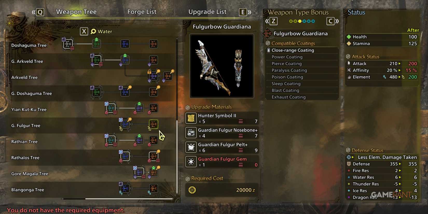 Fulgurbow Guardiana, one of the best bows in MH Wilds