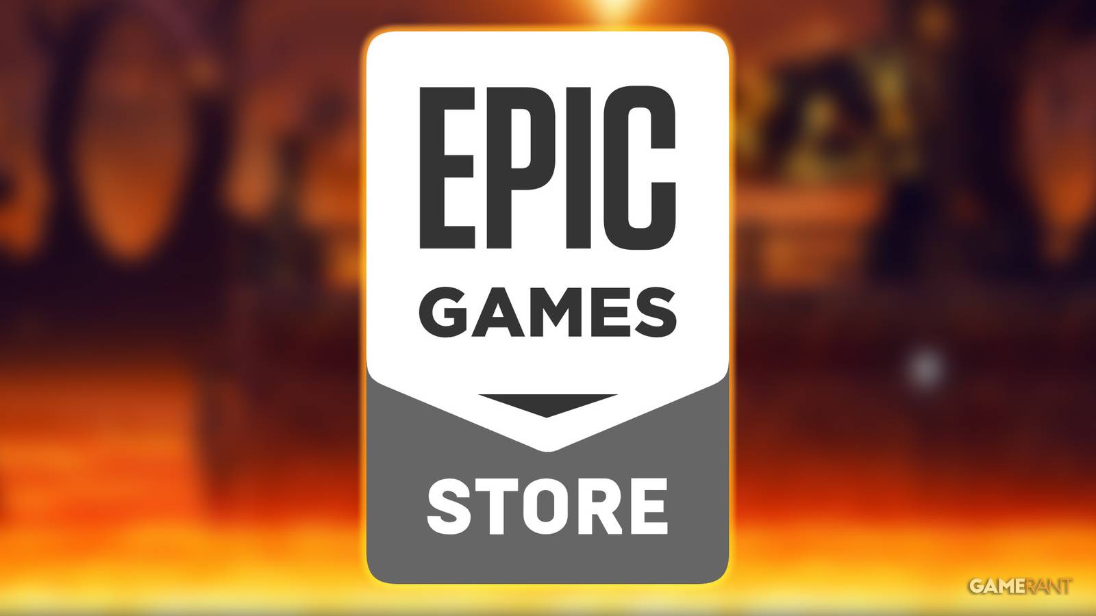 Glowing Epic Games Store logo over blurred Neko Ghost Jump promo gameplay screenshot