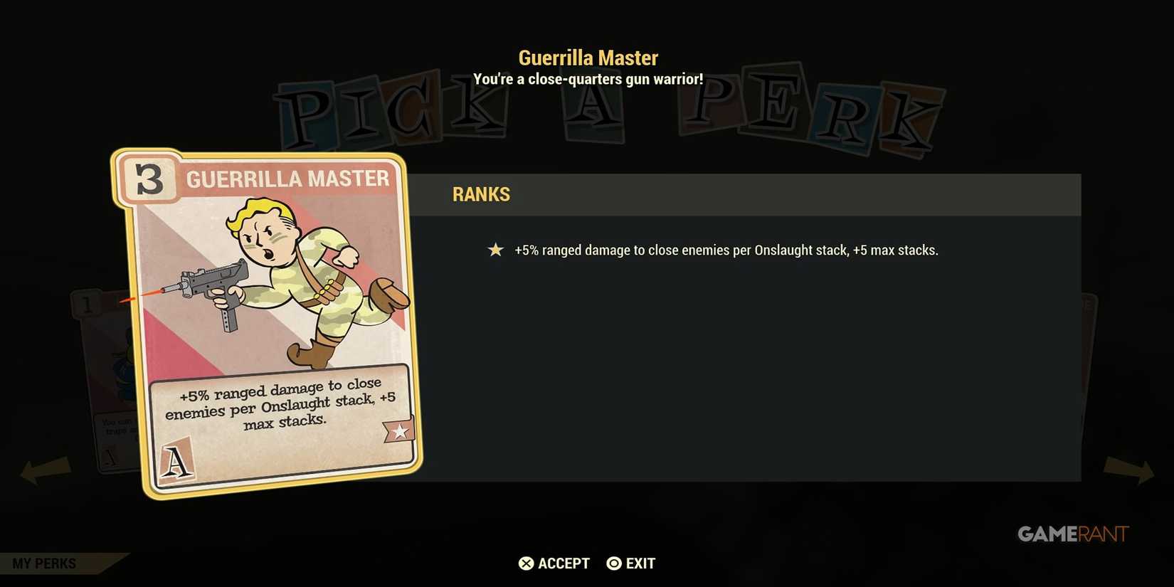 Guerrilla Master Perk
