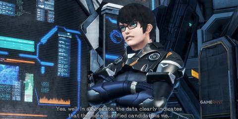 HB with arms crossed, claiming to be the most qualified candidate in Xenoblade Chronicles X