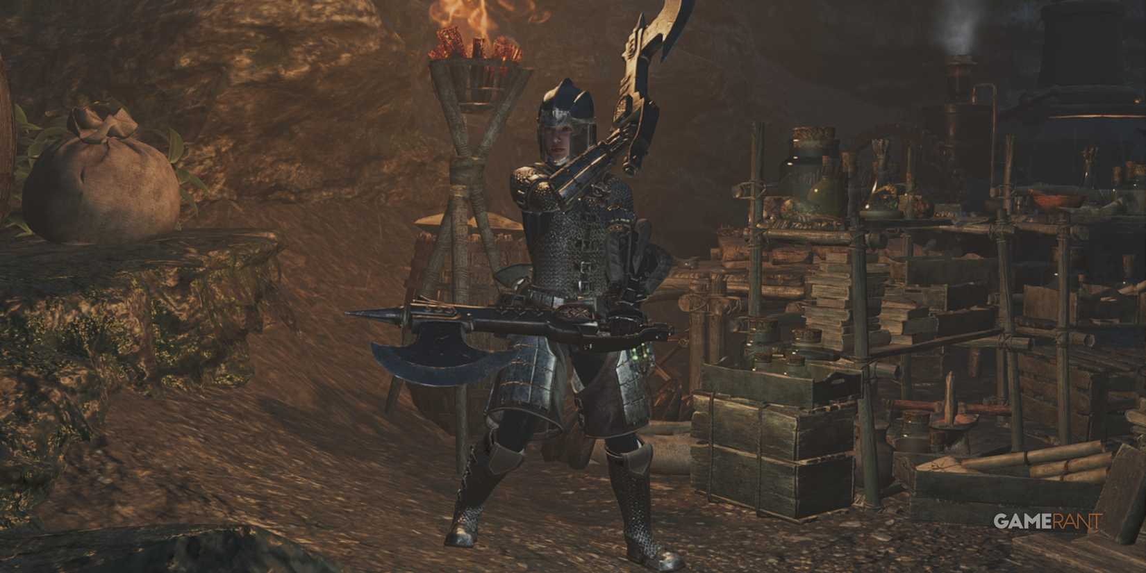 Hunter wielding dual blades in Monster Hunter Wilds, preparing for battle in the jungle