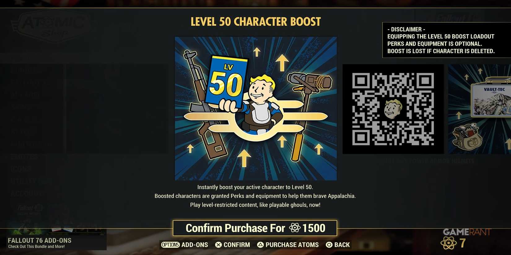 Instant Level 50 Atomic Shop Purchase