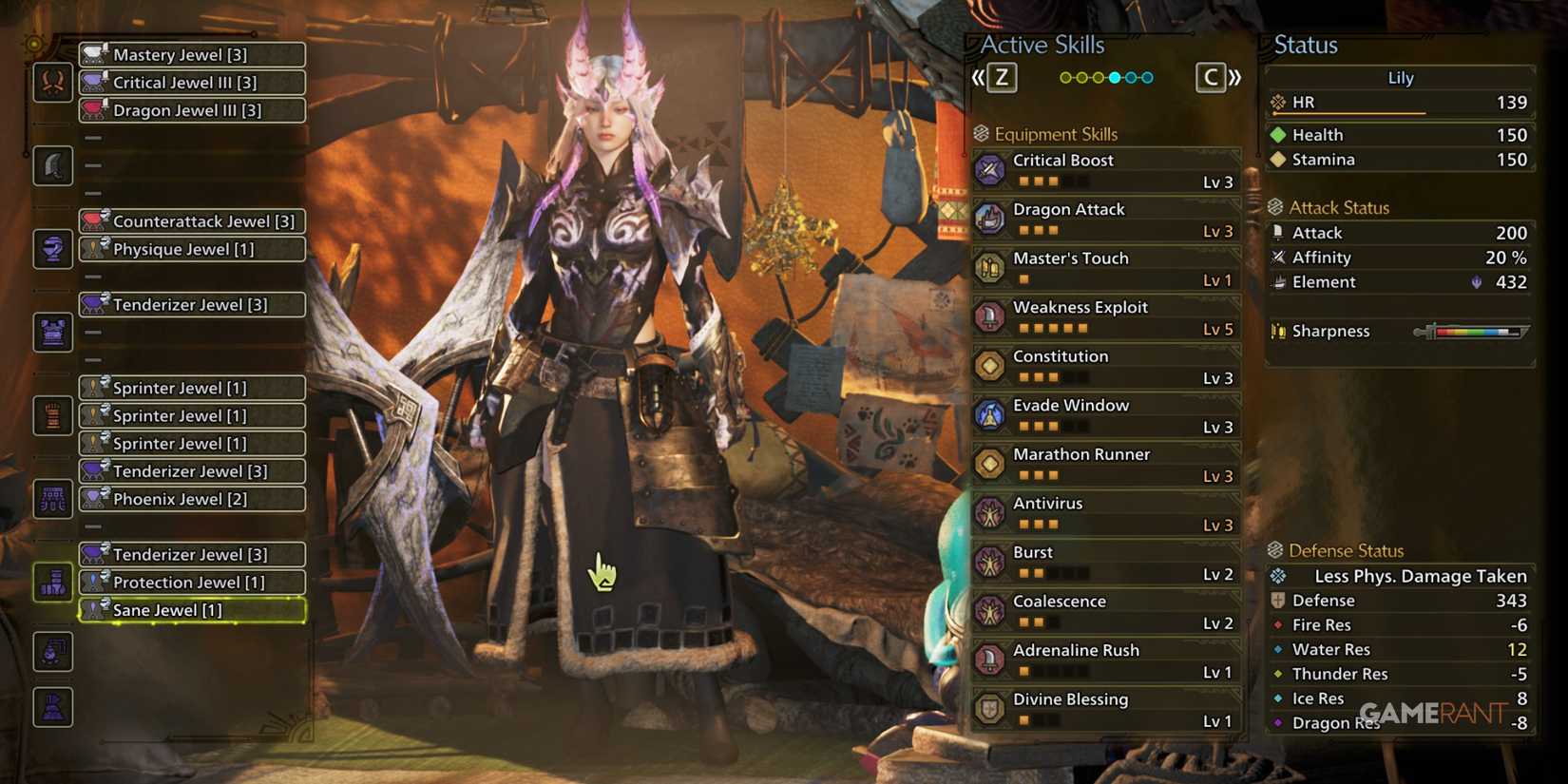 Jewel and decorations for a dual blades build in monster hunter wilds