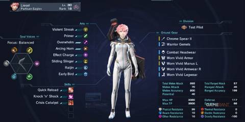 Liesel character stats in xenoblade chronicles x