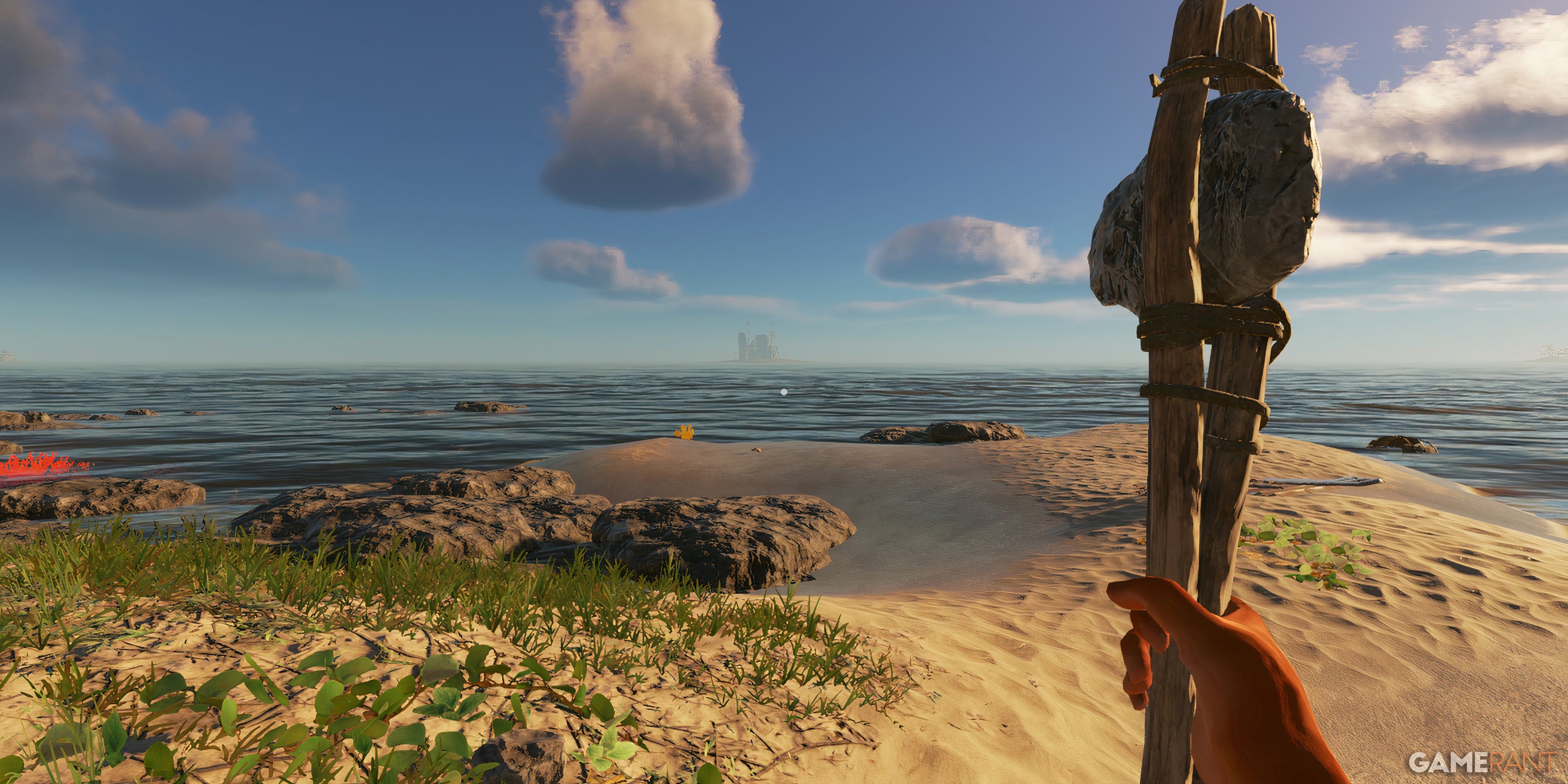 10 Best Survival Games of the 2020s So far Holding a makeshift axe on a tropical beach