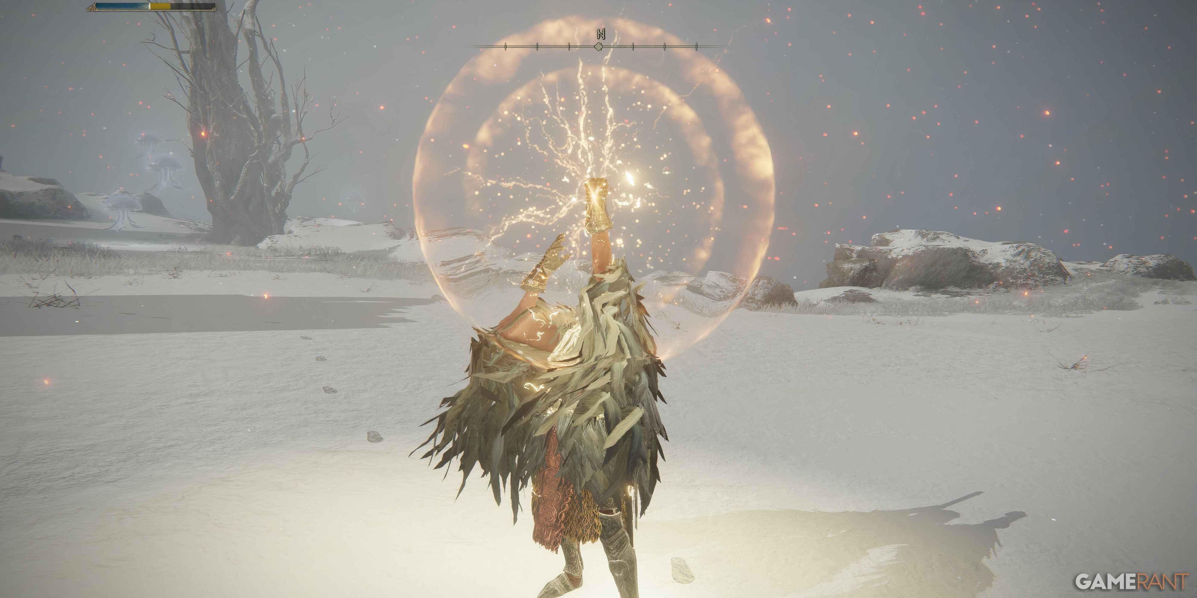 Elden Ring: Best Lightning Spells, Ranked Player casts an incantation in a snowy landscape