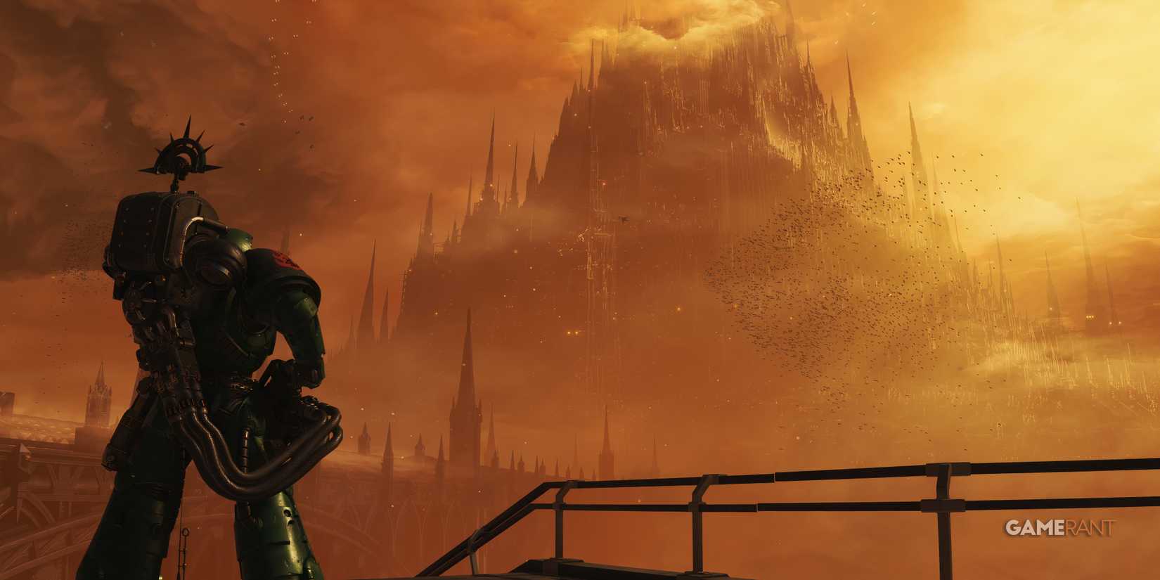 Warhammer 40K: 8 Things Space Marine 3 Can Improve A Salamander Heavy looks out across a large hive city