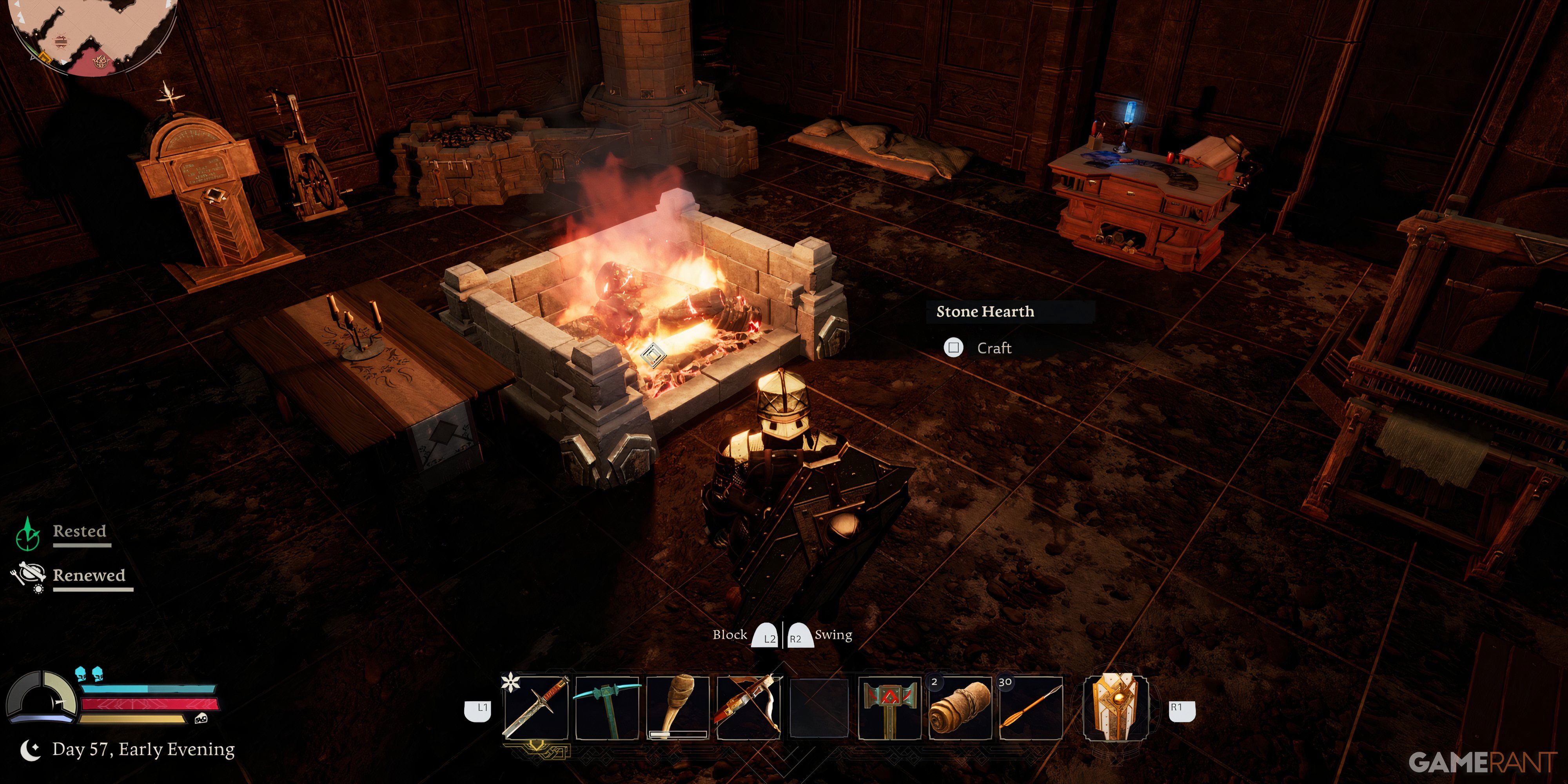 Lord Of The Rings: Return To Moria - Best Base Locations player stands near a burning hearth