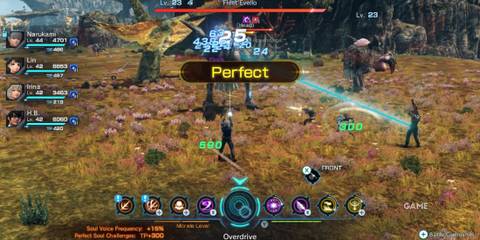 Overdrive activated during battle with Lin, Irina, and H.B., one of the best parties in Xenoblade Chronicles X for TP gain