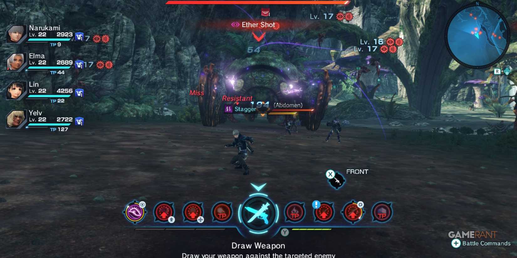 Player retreating safely to avoid defeat in Xenoblade Chronicles X Definitive Edition battle