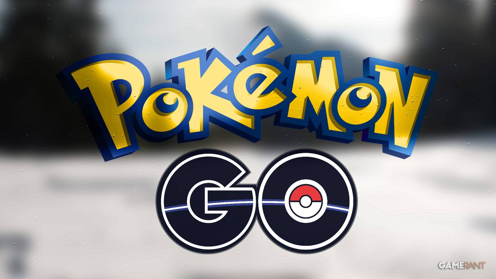 Pokemon GO logo over blurred snowy landscape