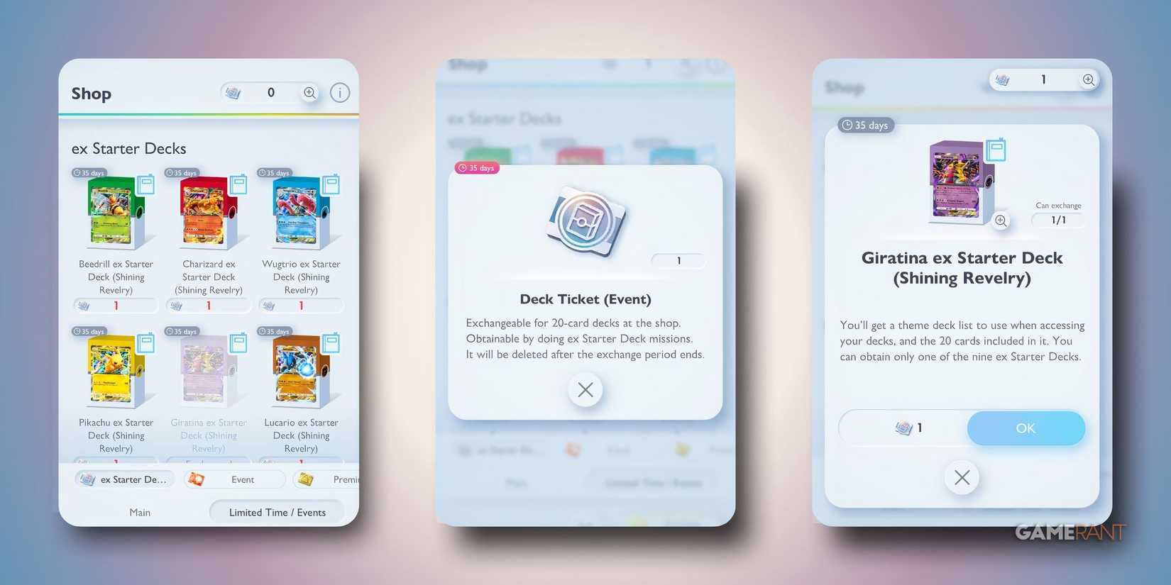how to get deck ticket and unlock free ex starter decks in pokemon tcg pocket.