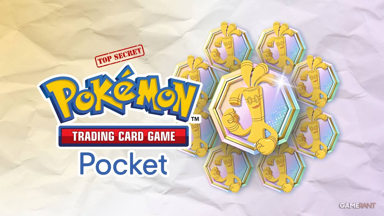 gholdengo secret emblem next to pokemon tcg pocket logo.