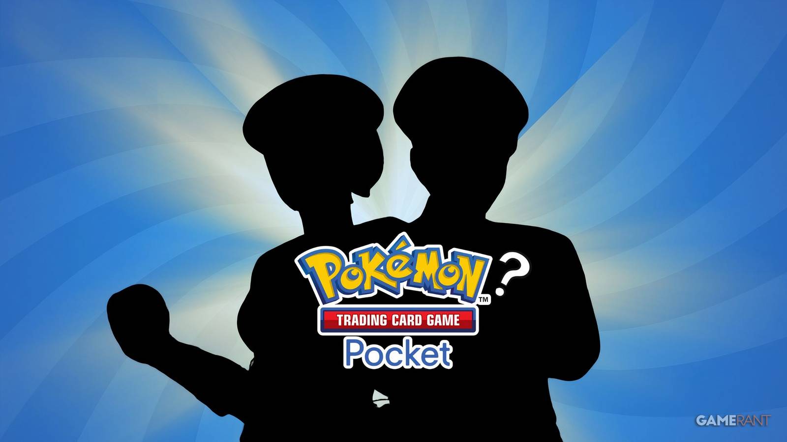 a shadowy outline of team rocket grunt characters next to pokemon tcg pocket logo.