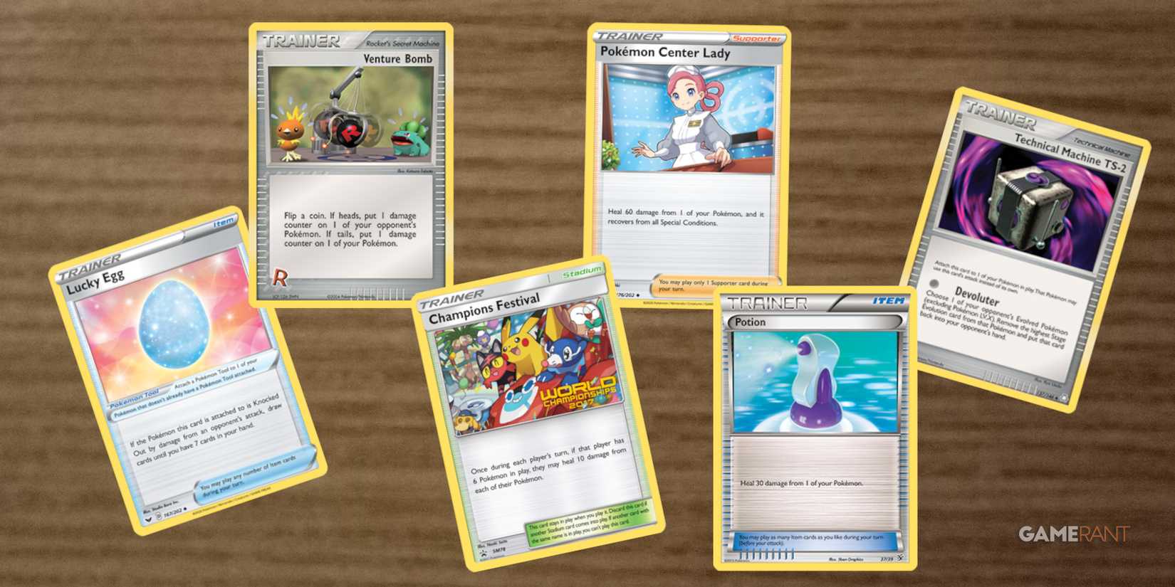 Six Pokemon TCG Trainer Cards