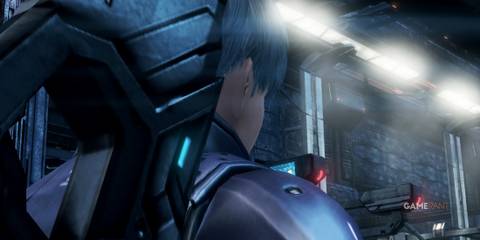 Protagonist preparing to board Skell after completing Skell License quest in Xenoblade Chronicles X Definitive Edition