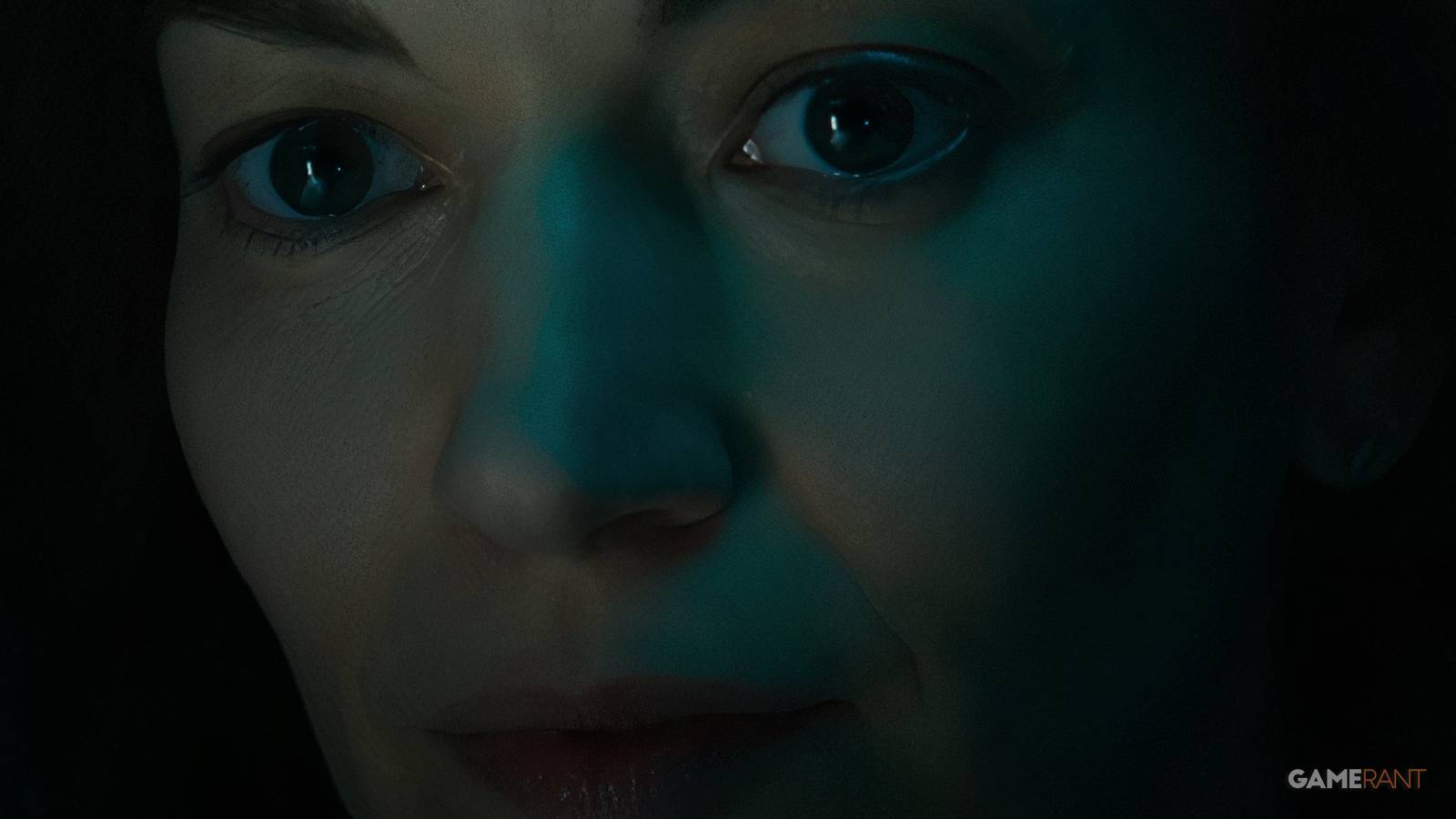 severance helly in front of a screen