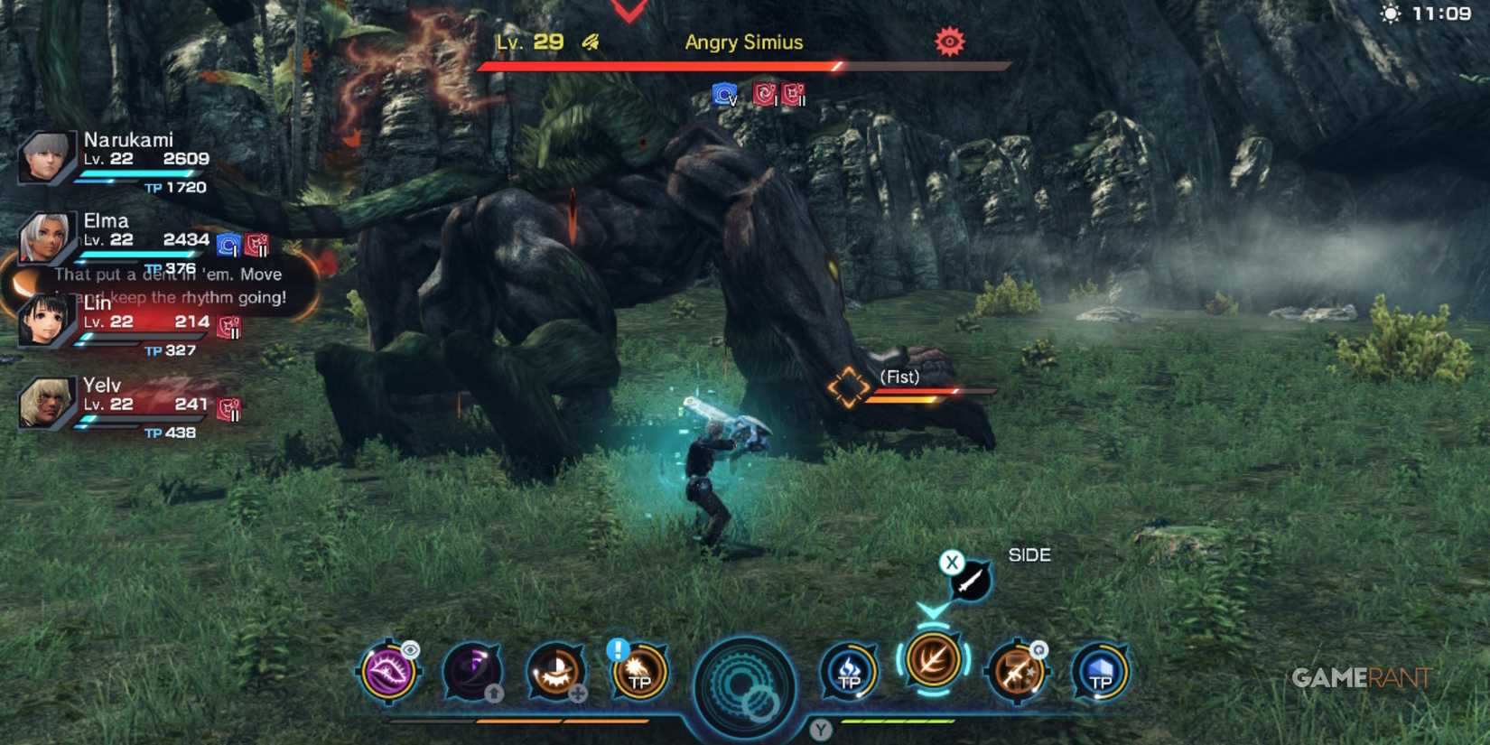 Skill Arts secondary cooldown indicator visible during combat in Xenoblade Chronicles X Definitive Edition