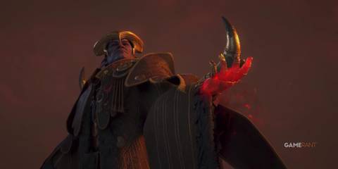 Elgar'nan holding something with a glowing red hand in Dragon Age: The Veilguard