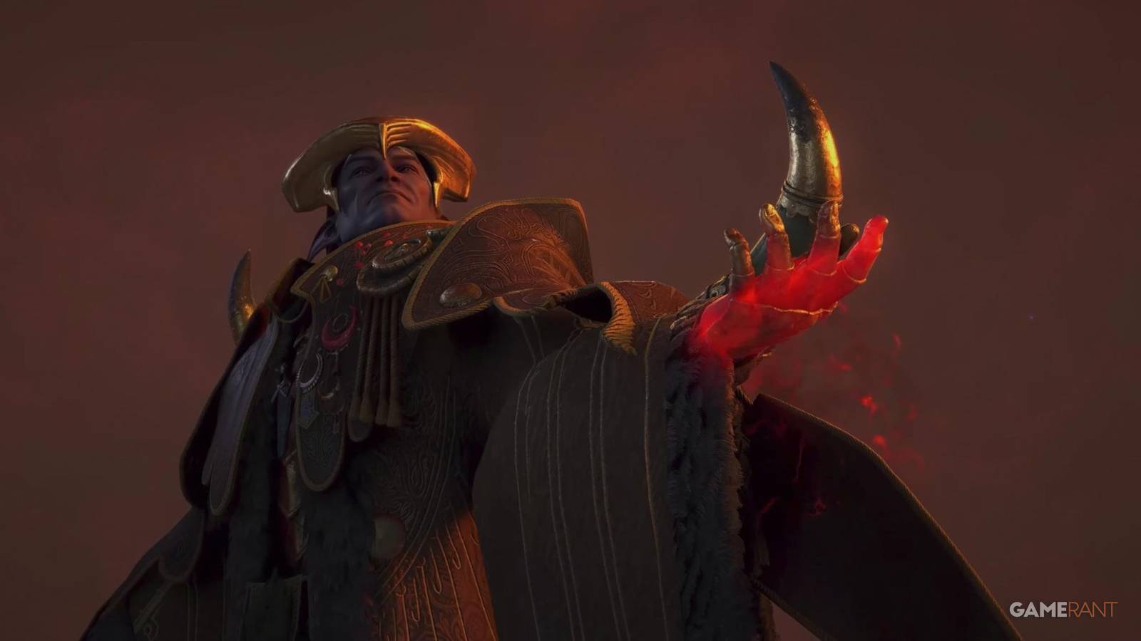 Elgar'nan holding something with a glowing red hand in Dragon Age: The Veilguard