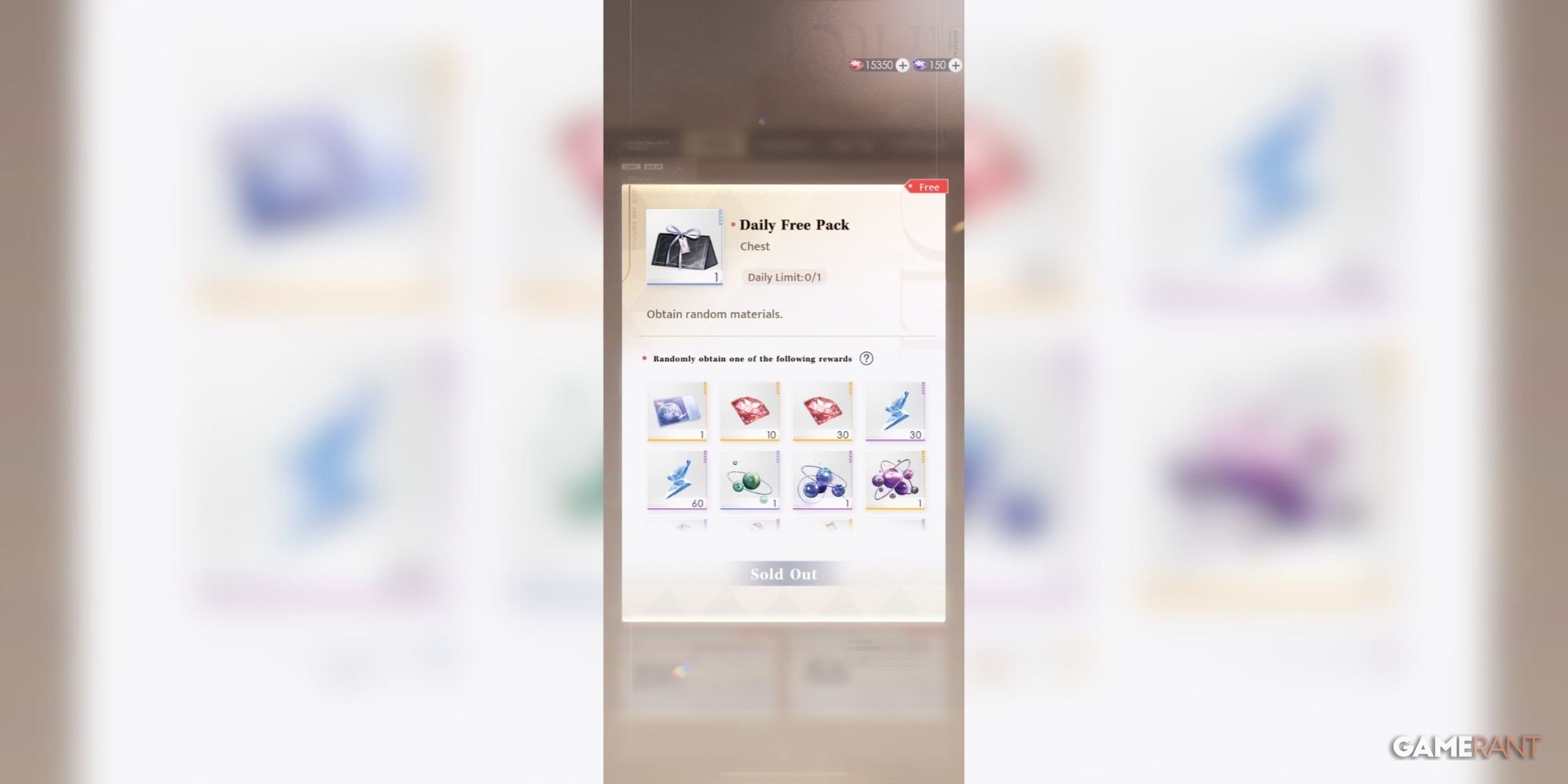 Daily free package in love and depth space