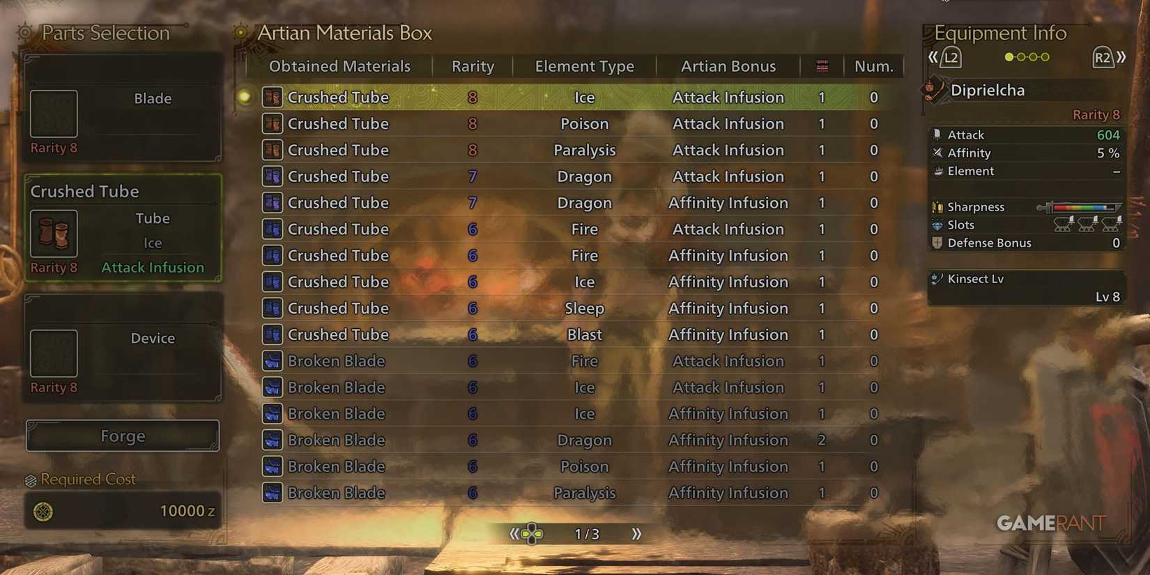 Making a Artian Insect Glaive in Monster Hunter Wilds