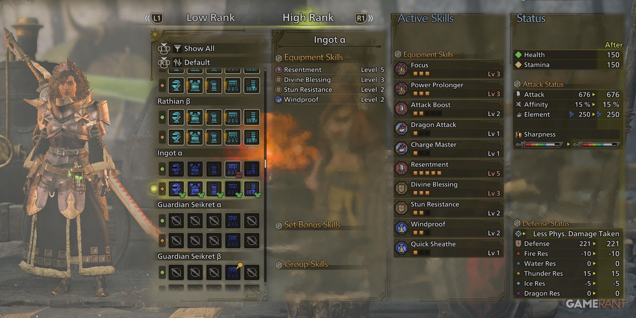 Female version ingot armor in monster hunter wilds