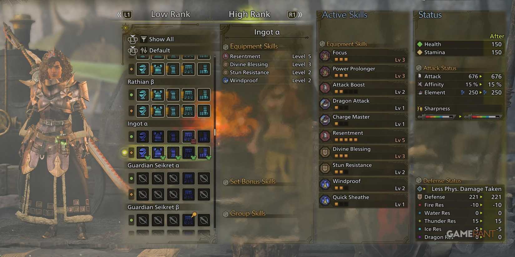 Female version Ingot armor in Monster Hunter Wilds