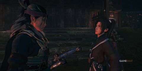 The player and Soji Okita standing face to face in Rise of the Ronin