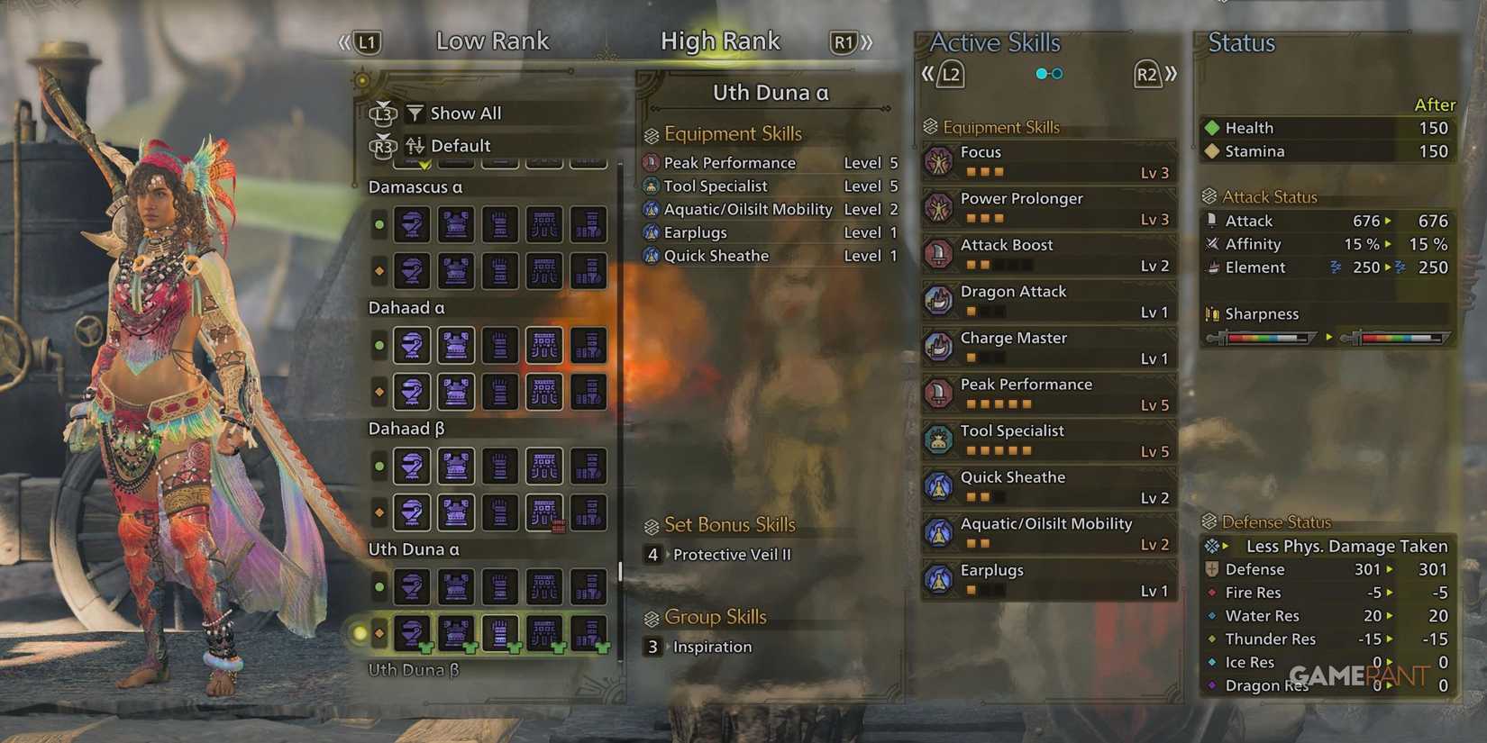 Female version of the Uth Duna armor in Monster Hunter Wilds