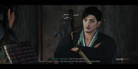 Shinsaku calling the player an odd duck in Rise of the Ronin