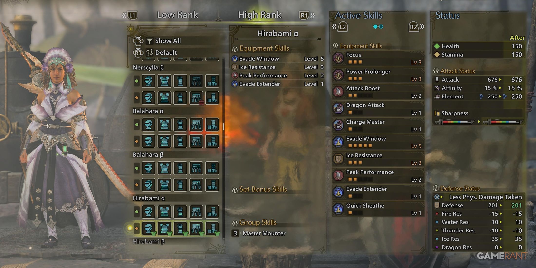 The female version of the Hirabami set in Monster Hunter Wilds