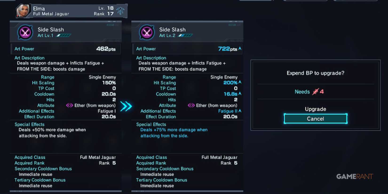 Upgrading Arts Skills boosts damage and efficiency in Xenoblade Chronicles X Definitive Edition