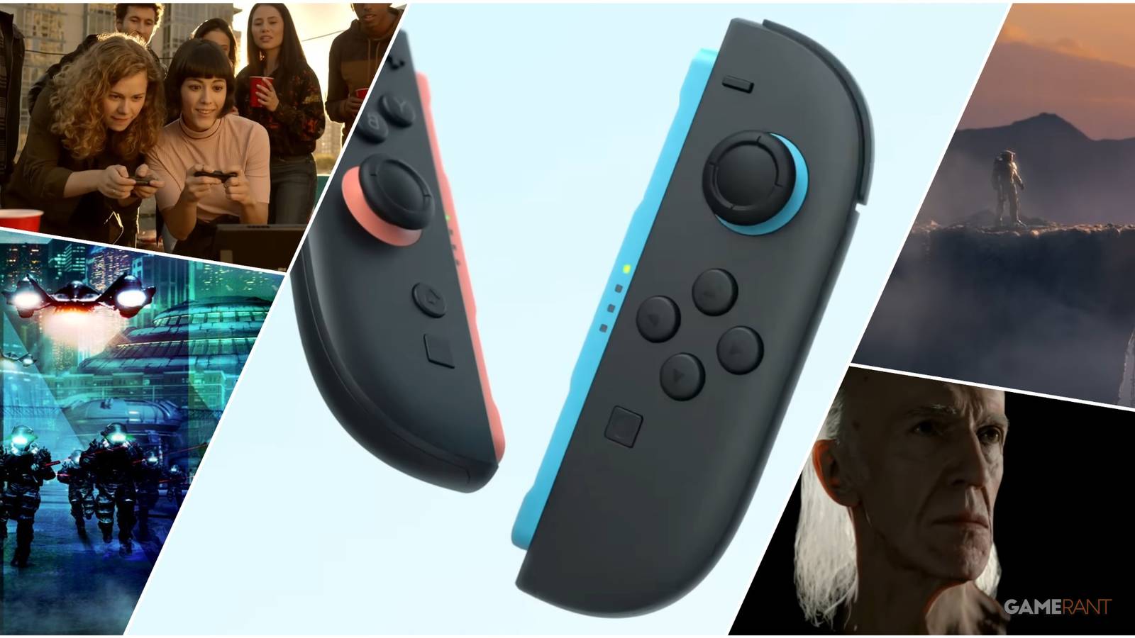 A Collage Of Key Art & Key Frames From Perfect Dark Zero, The Xbox Series X, Nintendo Switch, PlayStation 4, & Nintendo Switch 2 Reveals