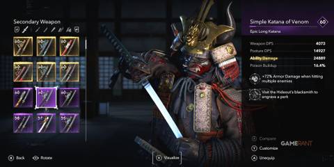 AC Shadows Simple Katana of Venom For Yasuke