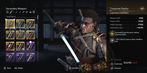 AC Shadows Turquoise Zephyr Long Katana For Yasuke