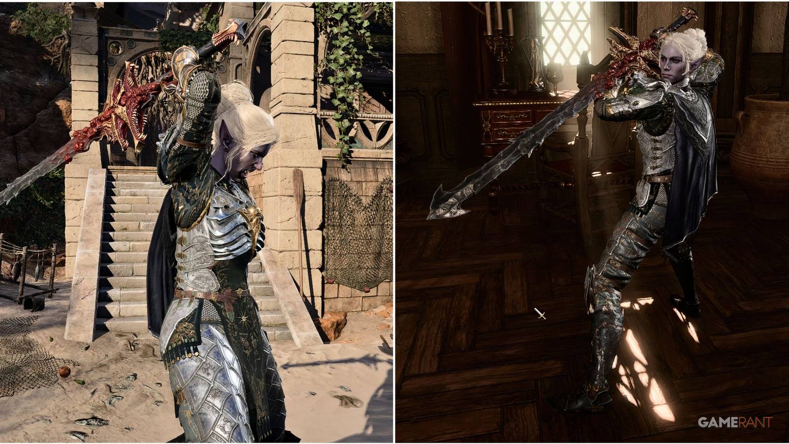 Minthara posing for Photo Mode while attacking in Baldur's Gate 3