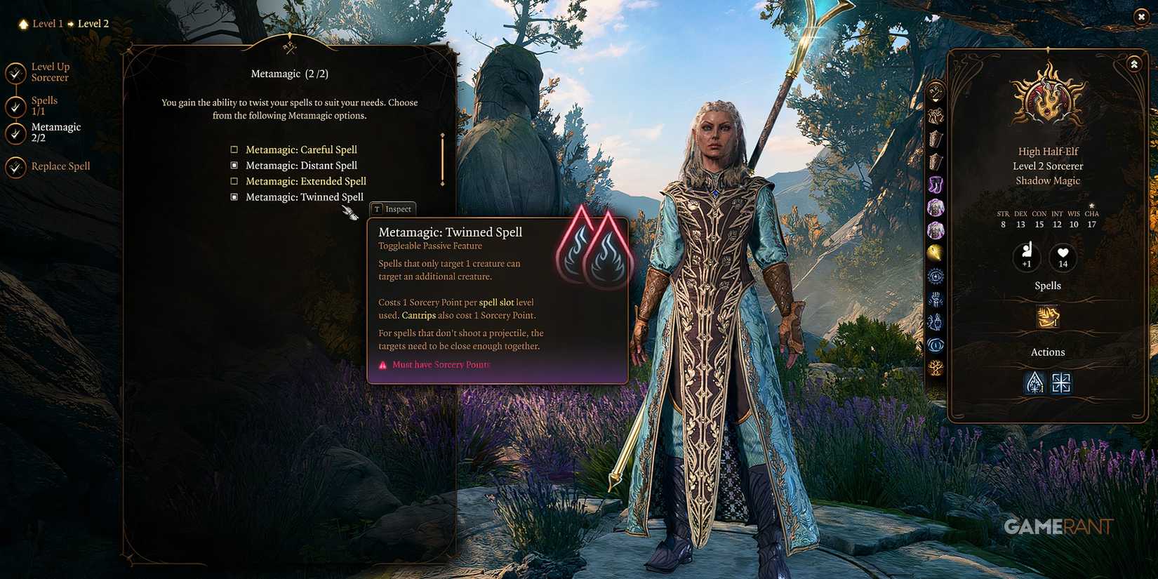 Jaheira Choosing The Second Level Of Sorcerer In Baldur's Gate 3