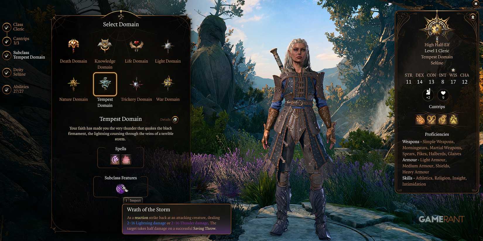 Jaheira respeccing into Tempest Cleric in Baldur's Gate 3