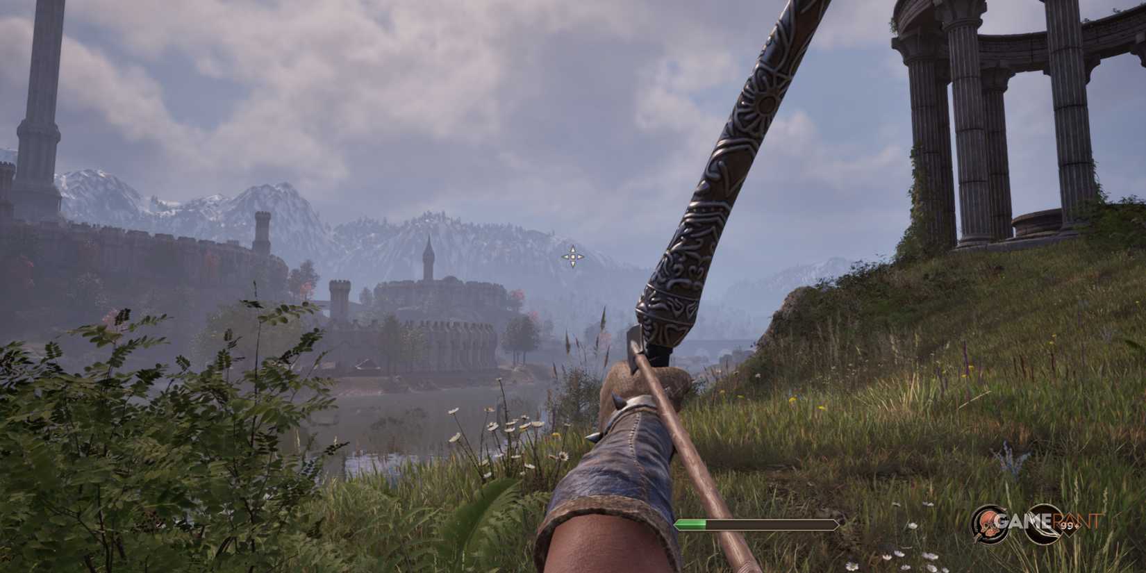 Close-up of Silver Bow being used, among the best early game gear in Oblivion Remastered