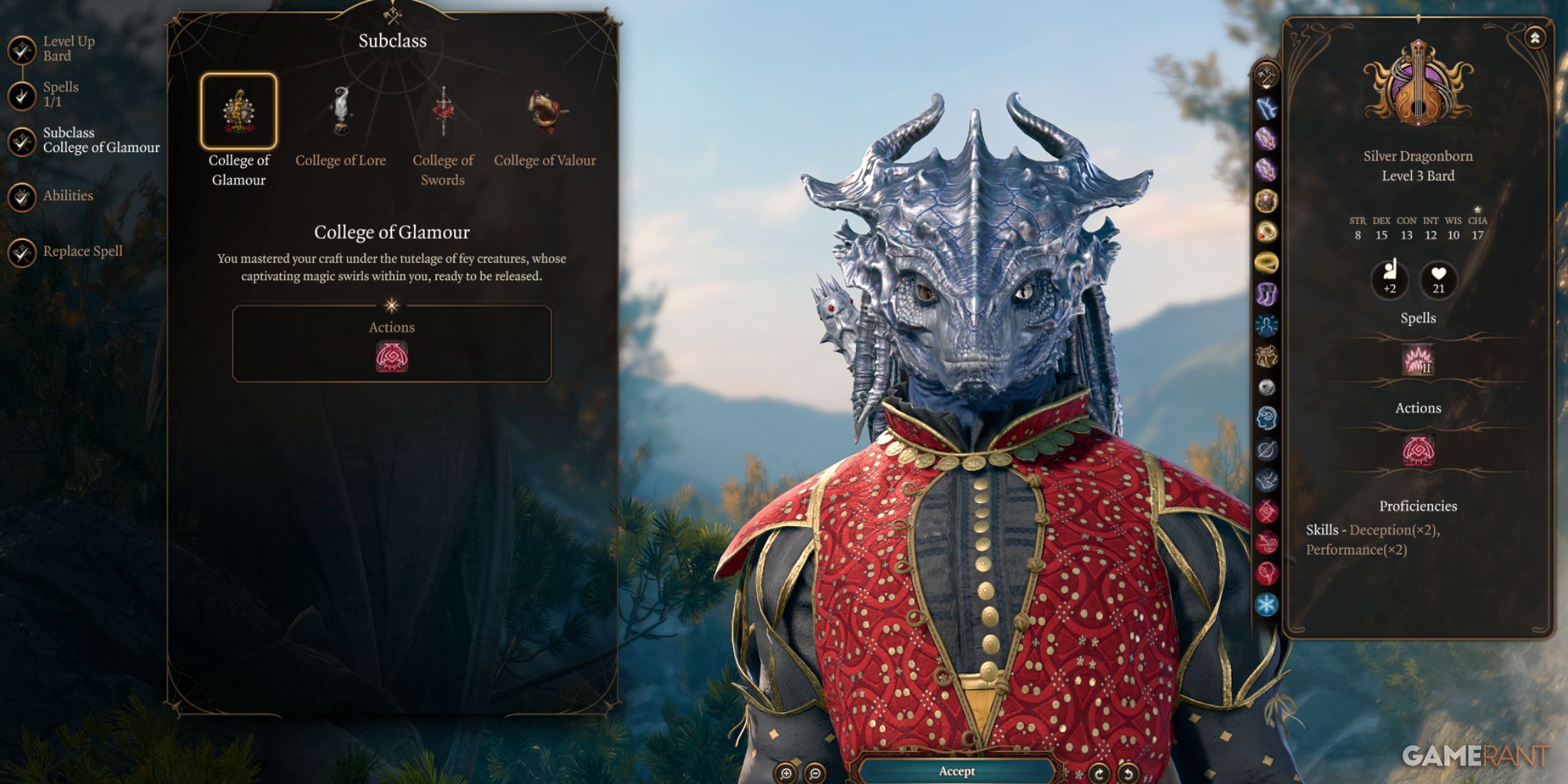 College of Glamour, one of the best subclasses for Patch 8 of Baldur's Gate 3