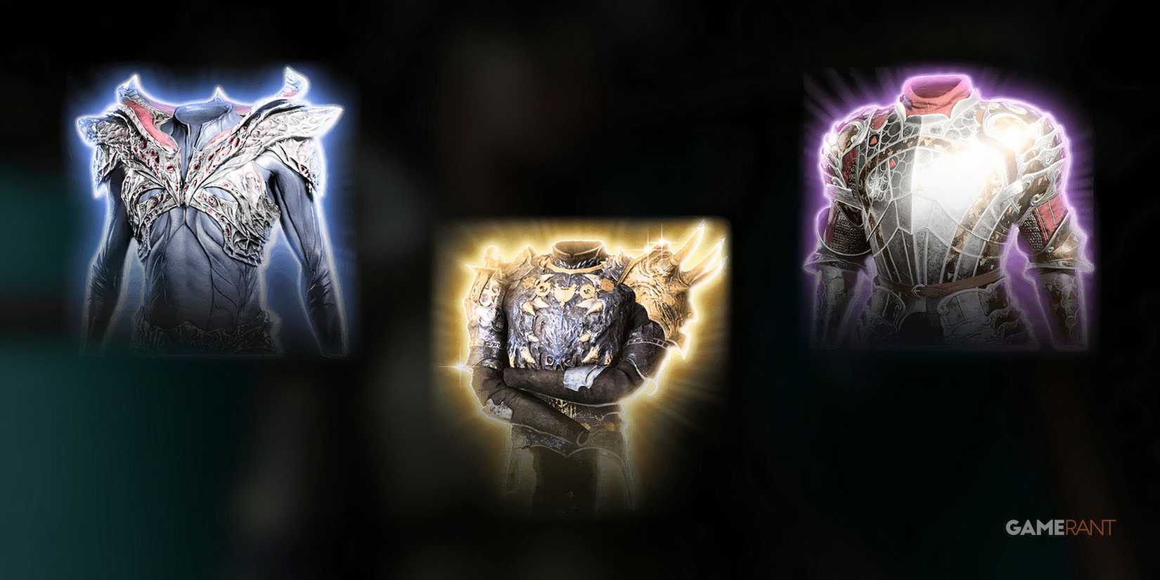 Cerebral Citadel Armour, Helldusk Armour, and Armour of Persistence from Baldur's Gate 3