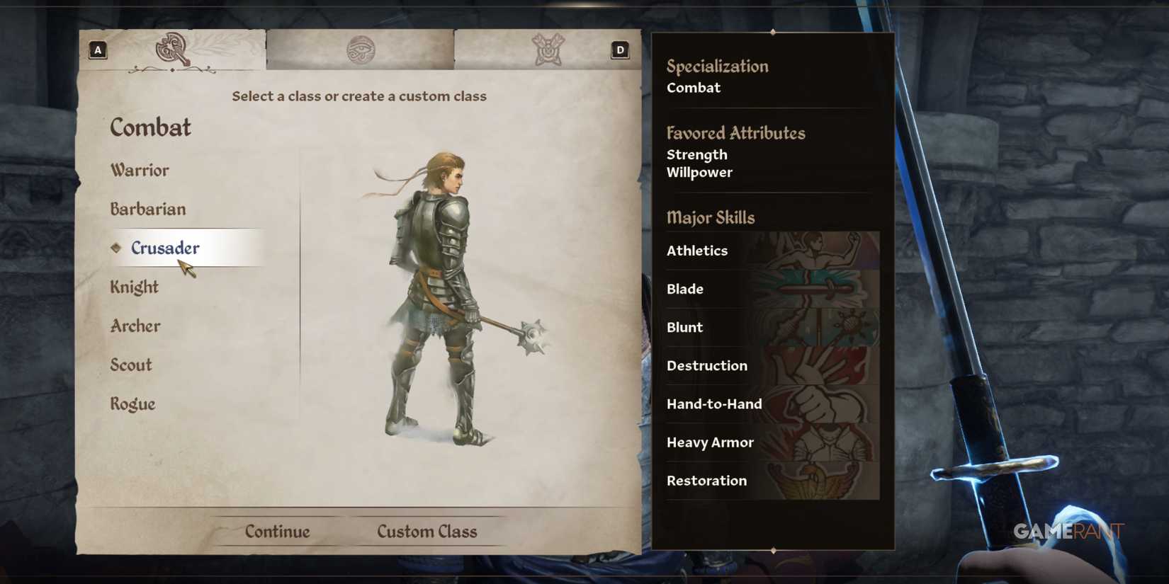 Crusader is a best beginner class in Oblivion Remastered, offering a hybrid between physical strength and restoration-based magical support