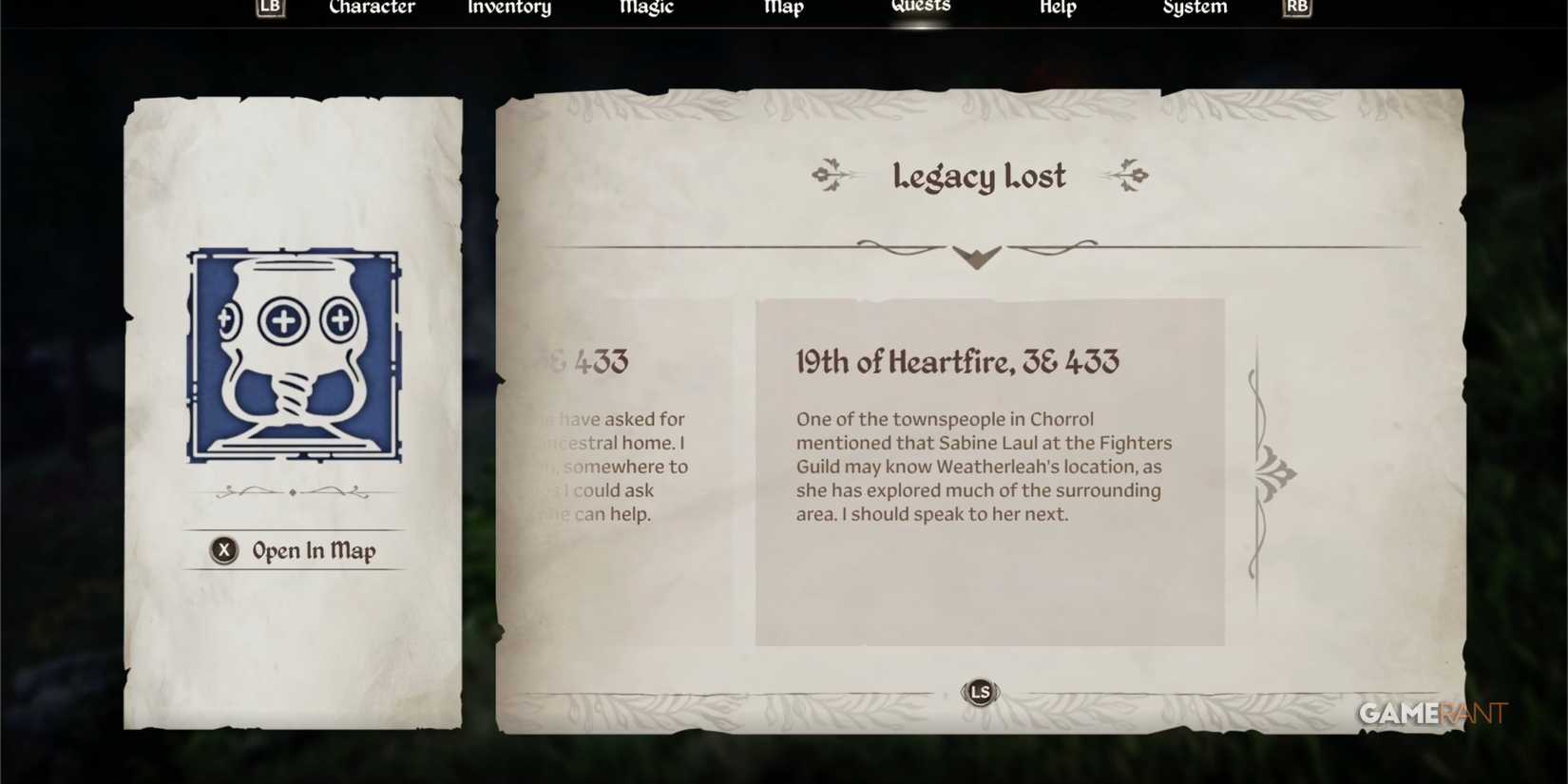 ES4OR-HBC-Legacy-Lost-Quest-Menu