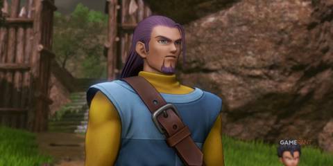 Hendrik stands determined at the village gate, ready to switch sides and join the Luminary in Dragon Quest XI