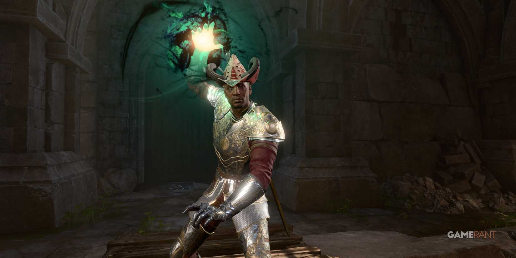 Hexblade Warlock casts a spell with a new animation in Baldur's Gate 3 Patch 8, glowing with arcane energy