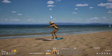Improving fitness techniques on the shore with focus and calm in InZoi, reaching level 2 progress