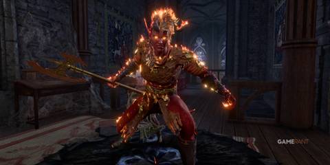 Karlach empowered by flames in a Patch 8 multiclass build of Path of the Giant Barbarian and Fighter in Baldur's Gate 3