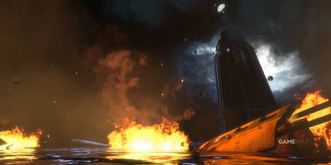 8 Video Games Where the Main Character is Psychologically Broken player swims to a town surrounded by flame