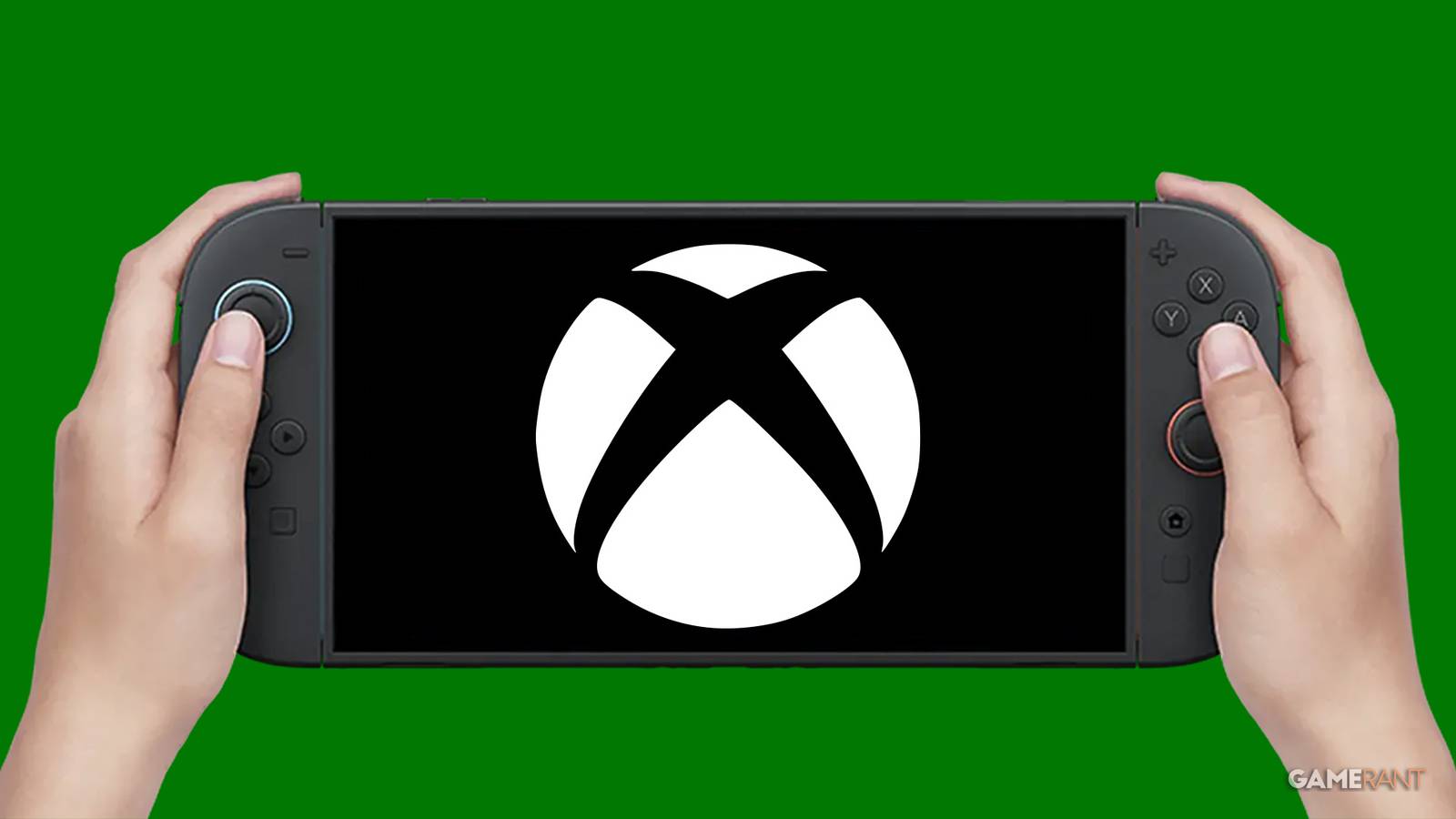 Nintendo Switch 2 displaying Xbox logo on Xbox green background 2x1 composite
